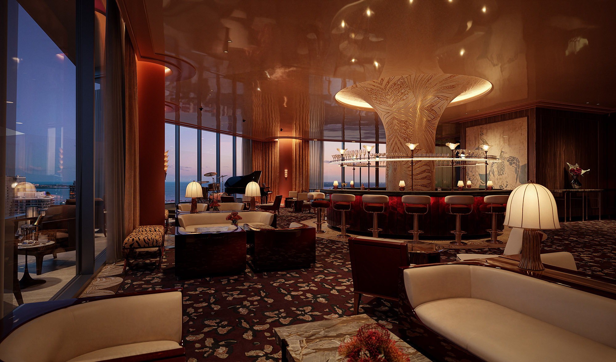 Bloom Bar lounge at Faena Residences Miami Sky Bridge