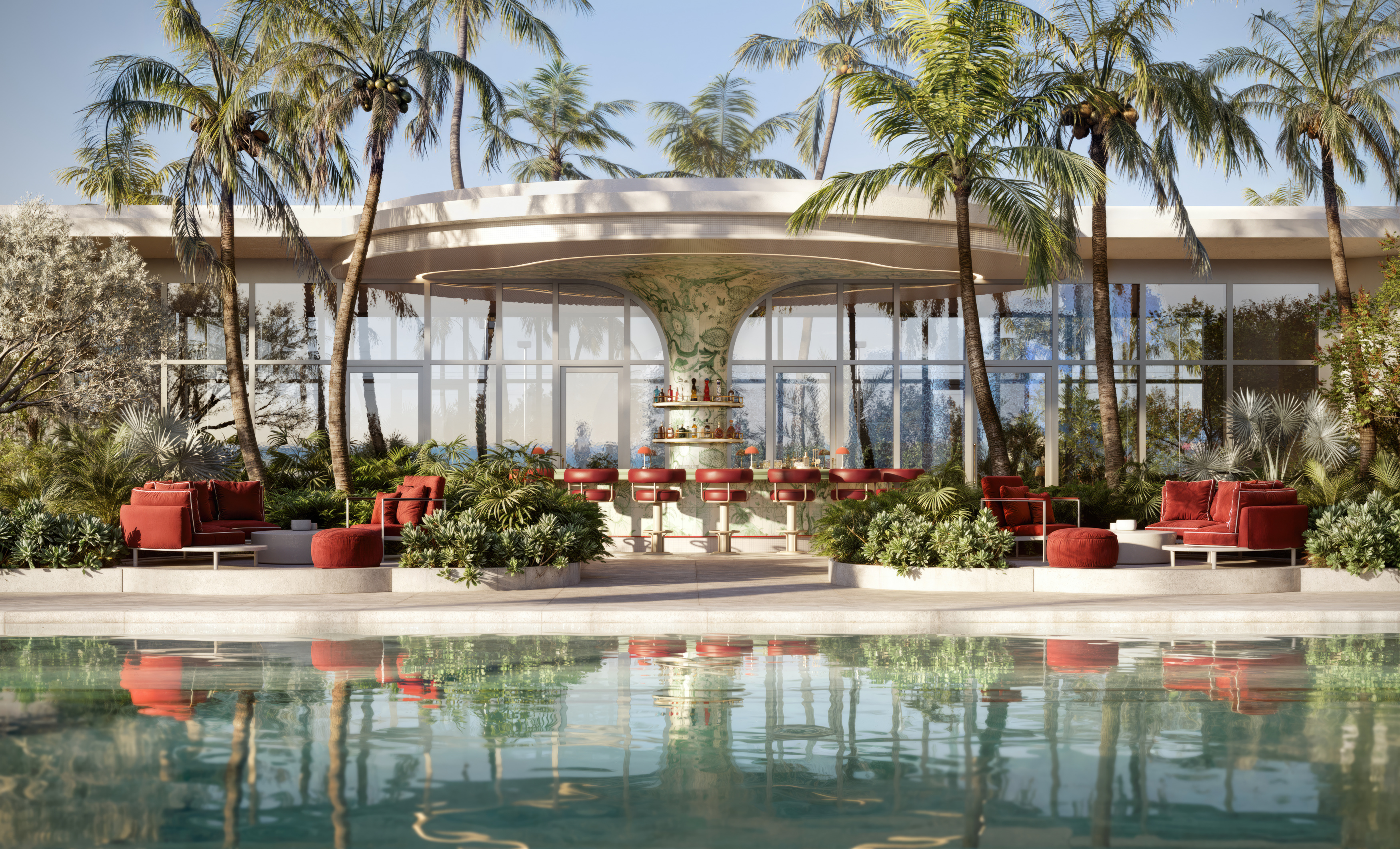 Level 11 pool and juice bar amenity at Faena Residences Miami