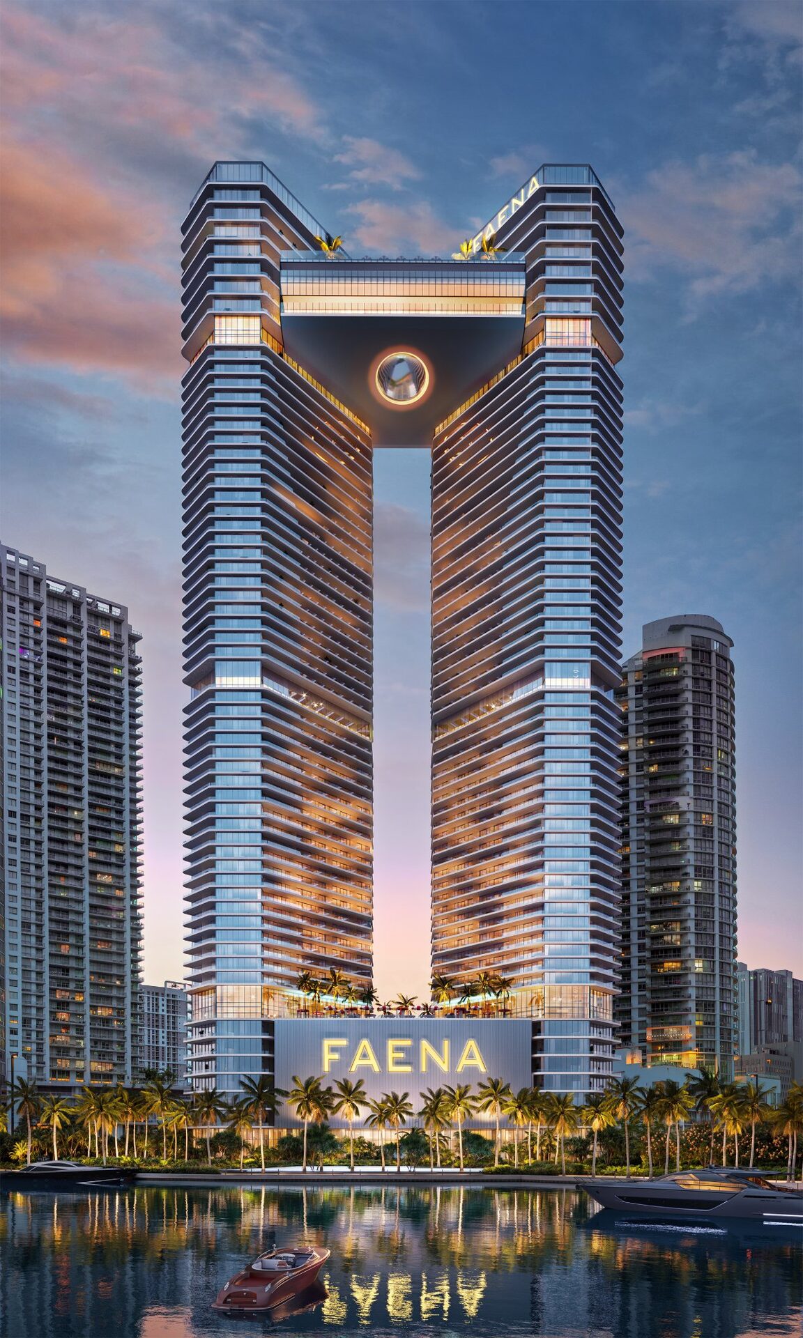 Faena Residences Miami twin 68-story towers rising above the Miami River