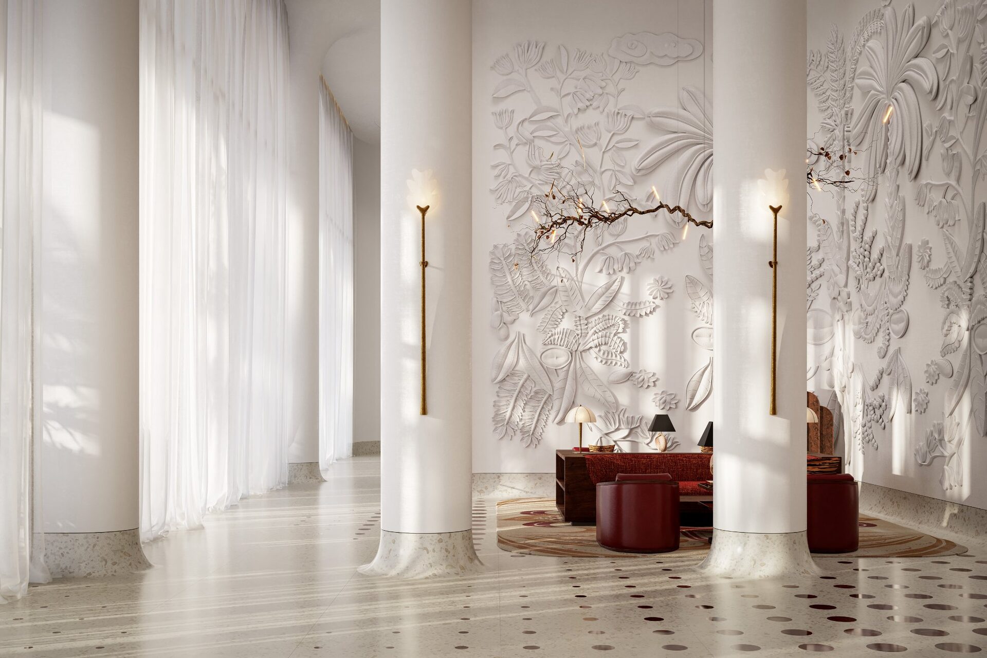 Cathedral Lounge with elegant seating and Faena design details