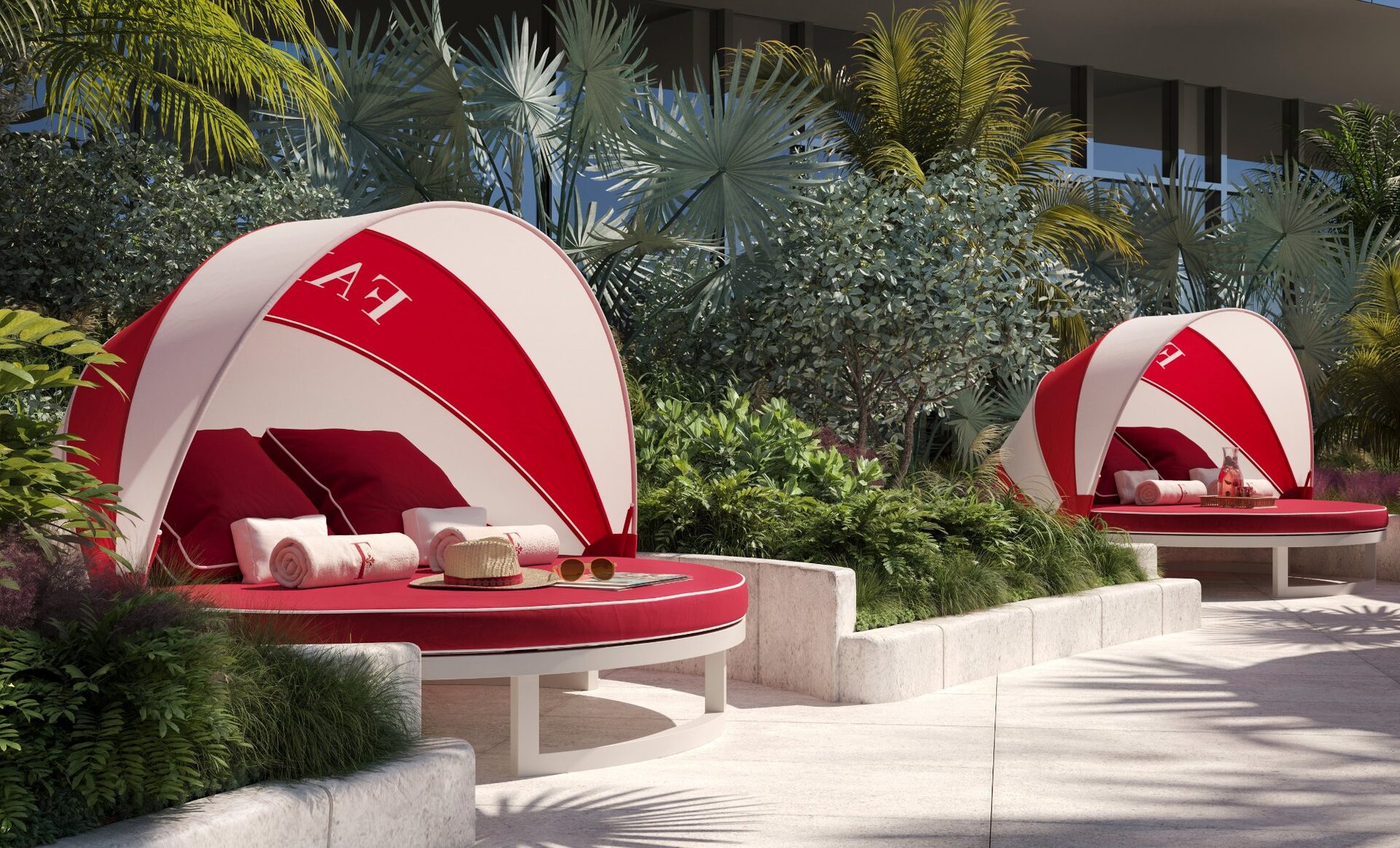 Private cabana at Faena Beach on the 64th floor Sky Bridge
